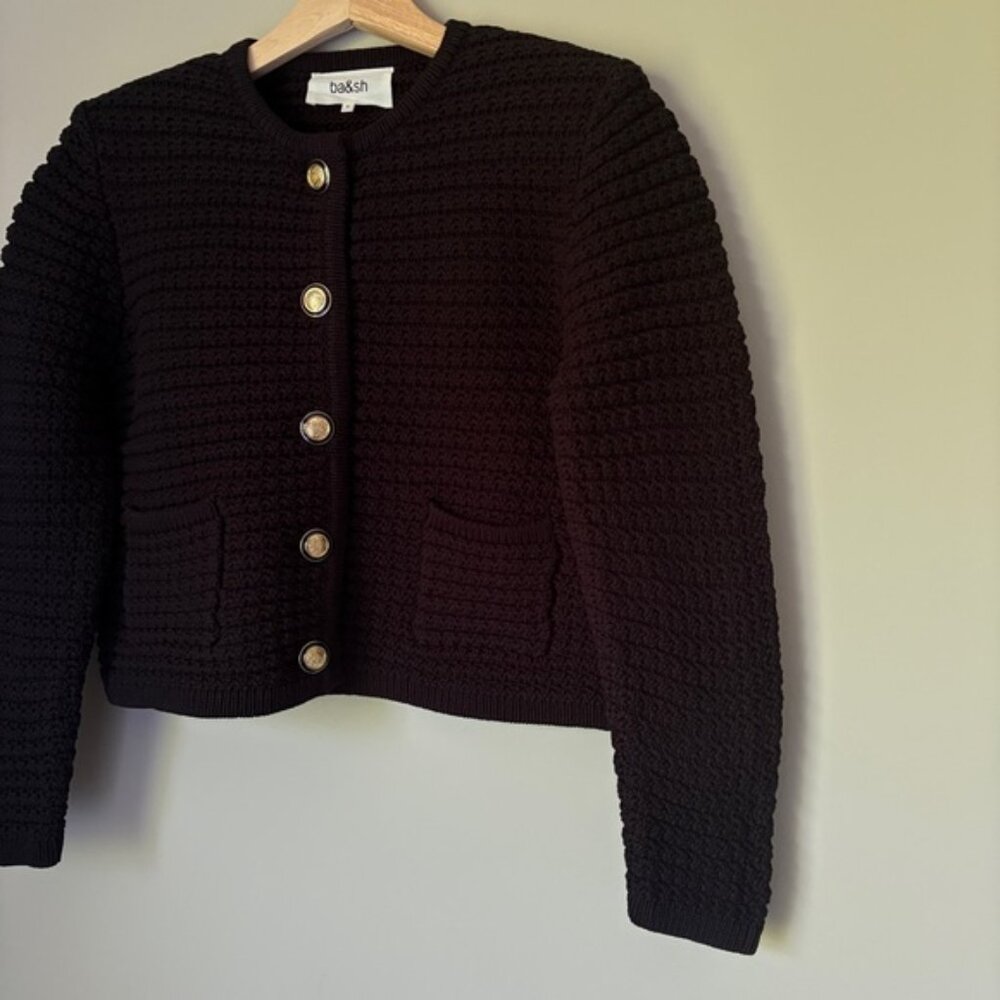 NEW Ba&sh Bash Gaspard Tweed Cardigan Jacket in Black | size 2 M US6 UK10 - Picture 11 of 14
